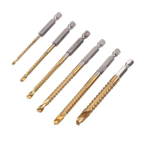 6 Piece Serrated Drill Bit Kit with Hex Shank, Cutting More Smooth and Efficient with Plastic Case for DIY. in Kuwait