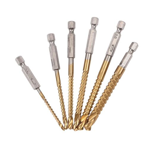 6 Piece Serrated Drill Bit Kit with Hex Shank, Cutting More Smooth and Efficient with Plastic Case for DIY. in Kuwait