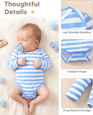 NZRVAWS Baby Boy Clothes Newborn Girl Outfits Toddler Short Long Sleeve Bodysuits 3 Pieces Romper Summer Preemie-18 Months in Kuwait