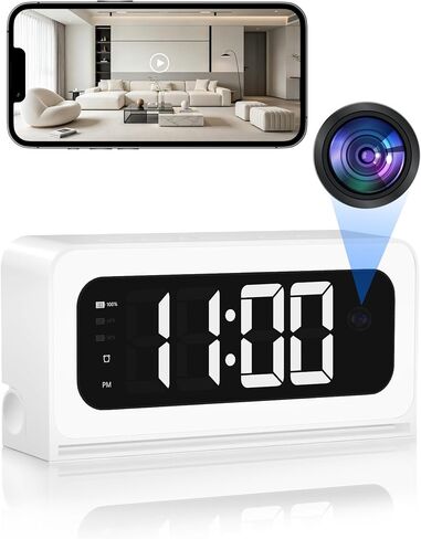 2K Clock Camera, 5G&2.4G WiFi Indoor Security Camera, Color Night Vision, Motion Detection with Alerts & Siren, 5200mAh Battery, Micro SD/Cloud Storage, Night Light in Kuwait