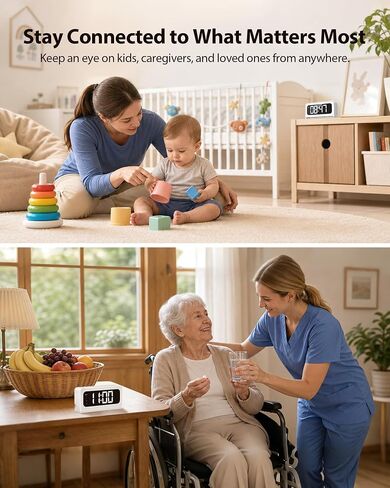 2K Clock Camera, 5G&2.4G WiFi Indoor Security Camera, Color Night Vision, Motion Detection with Alerts & Siren, 5200mAh Battery, Micro SD/Cloud Storage, Night Light in Kuwait