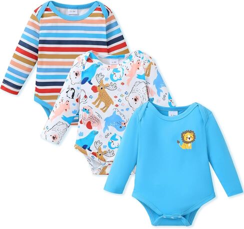 NZRVAWS Baby Boy Clothes Newborn Girl Outfits Toddler Short Long Sleeve Bodysuits 3 Pieces Romper Summer Preemie-18 Months in Kuwait