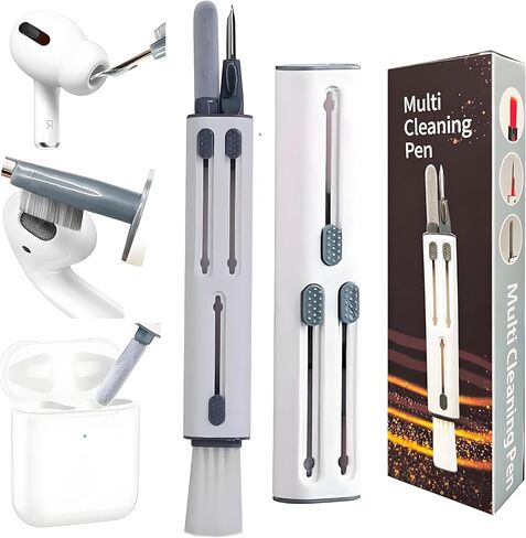 Cleaner Kit for Airpods Pro Series - Multi-Function Cleaning Pen Tool for Earbuds 3 2 1 Headphone iPhone Camera Electronic Devices, with Soft Brush Flocking Sponge, White in Kuwait