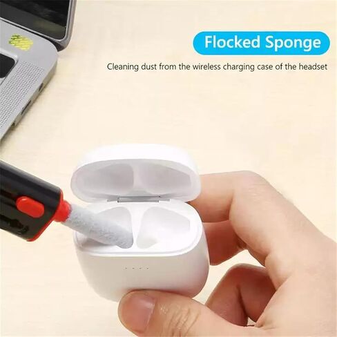 Cleaner Kit for Airpods Pro Series - Multi-Function Cleaning Pen Tool for Earbuds 3 2 1 Headphone iPhone Camera Electronic Devices, with Soft Brush Flocking Sponge, White in Kuwait