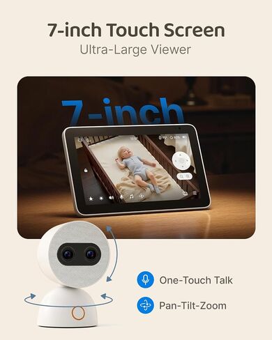 Simsky Baby Monitor with 2 Cameras, 7" UHD Split-Screen Touch Display | 4MP Dual Cameras with Wall Mount, 6X Zoom | AI Detection, App Remote Access, 32GB Local Storage, Hack-Proof Encryption in Kuwait