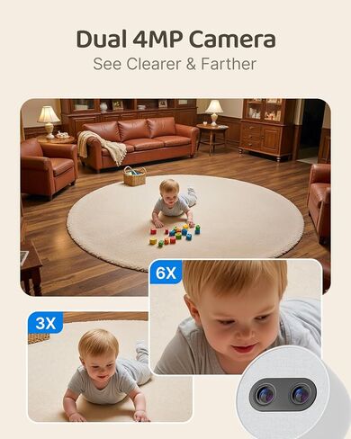 Simsky Baby Monitor with 2 Cameras, 7" UHD Split-Screen Touch Display | 4MP Dual Cameras with Wall Mount, 6X Zoom | AI Detection, App Remote Access, 32GB Local Storage, Hack-Proof Encryption in Kuwait