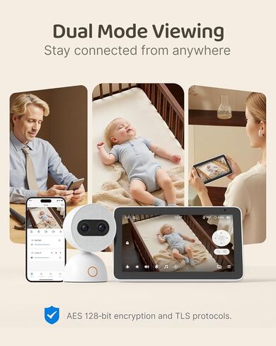 Simsky Baby Monitor with 2 Cameras, 7" UHD Split-Screen Touch Display | 4MP Dual Cameras with Wall Mount, 6X Zoom | AI Detection, App Remote Access, 32GB Local Storage, Hack-Proof Encryption in Kuwait