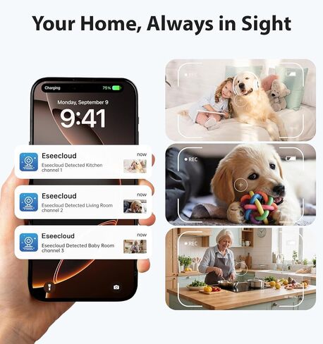 Gyliziex 2K Smart Clock Camera, 5G & 2.4G WiFi Security Camera for Home with Alarm, Full Color Mode, Motion Alert, Local Storage in Kuwait