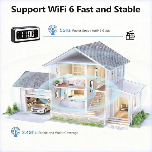 Gyliziex 2K Smart Clock Camera, 5G & 2.4G WiFi Security Camera for Home with Alarm, Full Color Mode, Motion Alert, Local Storage in Kuwait