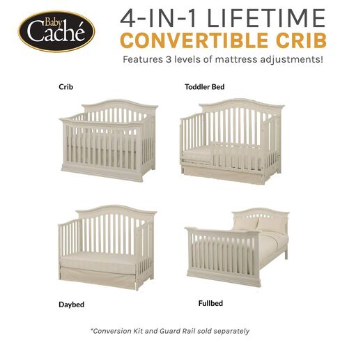 Baby Cache Montana 4 in 1 Convertible Baby Crib in Glazed White in Kuwait