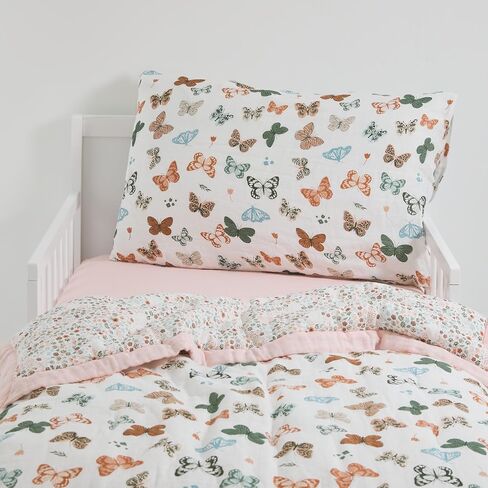 Little Unicorn Toddler Bedding 3-Piece Set | Super Soft & Breathable Muslin Fabric | for Convertible Cribs & Toddler Beds (Butterflies 2) in Kuwait