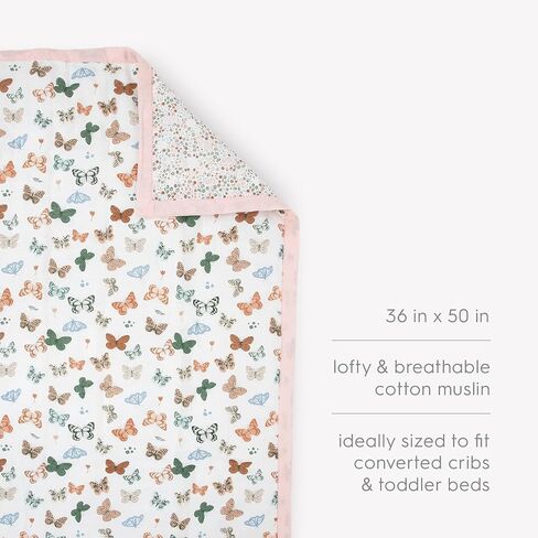 Little Unicorn Toddler Bedding 3-Piece Set | Super Soft & Breathable Muslin Fabric | for Convertible Cribs & Toddler Beds (Butterflies 2) in Kuwait