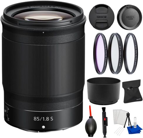 Nikon NIKKOR Z 85mm f/1.8 S Lens for Z Mirrorless Cameras - Bundle with 3-Piece Filter Kit, Lens Pen, Dust Blower & Cleaning Kit – Portrait Prime Lens in Kuwait