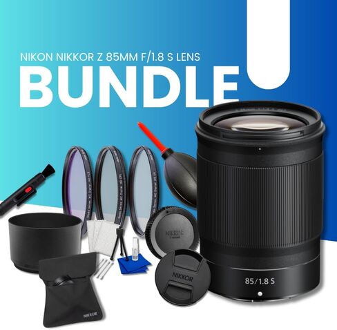 Nikon NIKKOR Z 85mm f/1.8 S Lens for Z Mirrorless Cameras - Bundle with 3-Piece Filter Kit, Lens Pen, Dust Blower & Cleaning Kit – Portrait Prime Lens in Kuwait