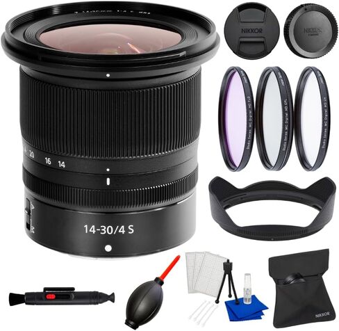 Nikon NIKKOR Z 14-30mm f/4 S Lens for Nikon Z Mount Mirrorless Cameras Bundle with 3pc Filter Kit, Lens Pen, Dust Blower & Cleaning Kit – Ultra-Wide Zoom Professional Lens Kit in Kuwait