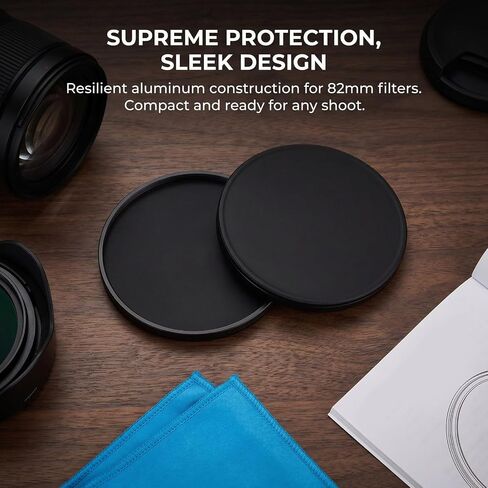 Vaguelly 1 Pair Camera Lens Filter Case 82mm Aluminum Alloy Dustproof Cover with Smooth Surface for Travel Photography Storage Protection in Camera Bag in Kuwait