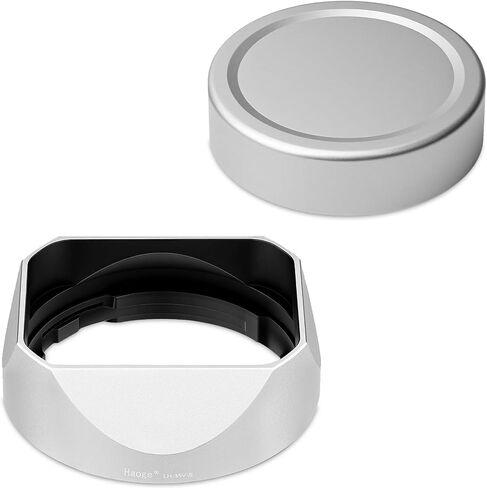Haoge Bayonet Metal Square Lens Hood for Fujifilm XF 35mm F2 R WR & XF 23mm F2 R WR & XC 35mm F2 Lenses on X-T5 XE4 XM5 XT30III Camera Body Accessories LH-35V-S Silver,with Cap in Kuwait
