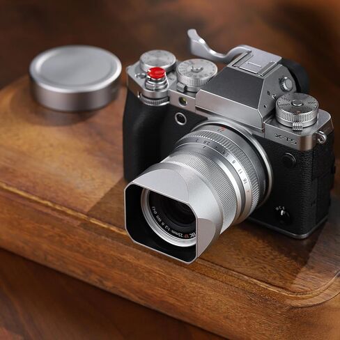 Haoge Bayonet Metal Square Lens Hood for Fujifilm XF 35mm F2 R WR & XF 23mm F2 R WR & XC 35mm F2 Lenses on X-T5 XE4 XM5 XT30III Camera Body Accessories LH-35V-S Silver,with Cap in Kuwait