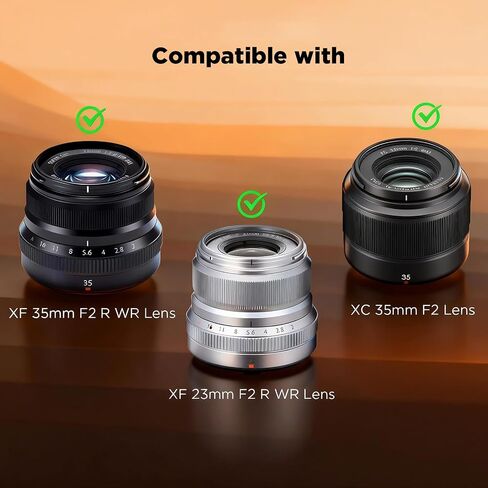 Haoge Bayonet Metal Square Lens Hood for Fujifilm XF 35mm F2 R WR & XF 23mm F2 R WR & XC 35mm F2 Lenses on X-T5 XE4 XM5 XT30III Camera Body Accessories LH-35V-S Silver,with Cap in Kuwait