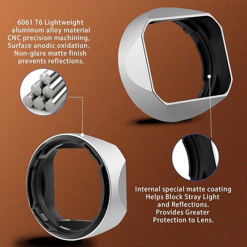 Haoge Bayonet Metal Square Lens Hood for Fujifilm XF 35mm F2 R WR & XF 23mm F2 R WR & XC 35mm F2 Lenses on X-T5 XE4 XM5 XT30III Camera Body Accessories LH-35V-S Silver,with Cap in Kuwait