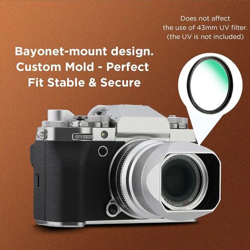 Haoge Bayonet Metal Square Lens Hood for Fujifilm XF 35mm F2 R WR & XF 23mm F2 R WR & XC 35mm F2 Lenses on X-T5 XE4 XM5 XT30III Camera Body Accessories LH-35V-S Silver,with Cap in Kuwait