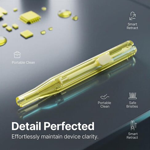 2.68 in / 68 mm Small Hole Cleaning Brush, 0.6 mm+ Small Hole Gap Cleaner Tool, Double Ended Retractable Mobile Phone Cleaner with Hook, Soft Bristles for Charging Port, Speaker, Shower Head, Earbuds in Kuwait