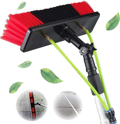 9M Window Cleaning Pole Kit with Hose Fed Brush, Ideal for Solar Panel Cleaning, 30cm Brush Head, Perfect for Home and Professal Use, Lightweight and in Kuwait
