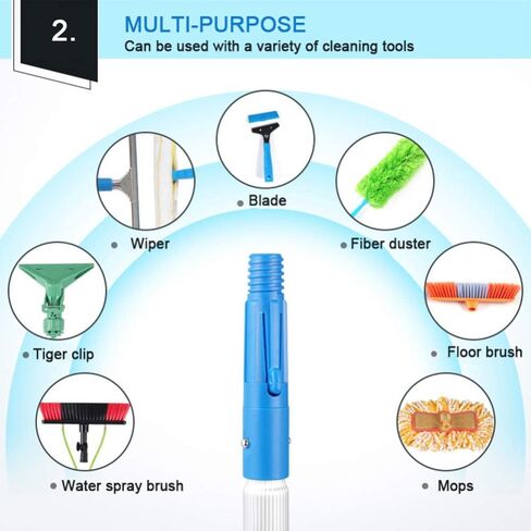 9M Window Cleaning Pole Kit with Hose Fed Brush, Ideal for Solar Panel Cleaning, 30cm Brush Head, Perfect for Home and Professal Use, Lightweight and in Kuwait