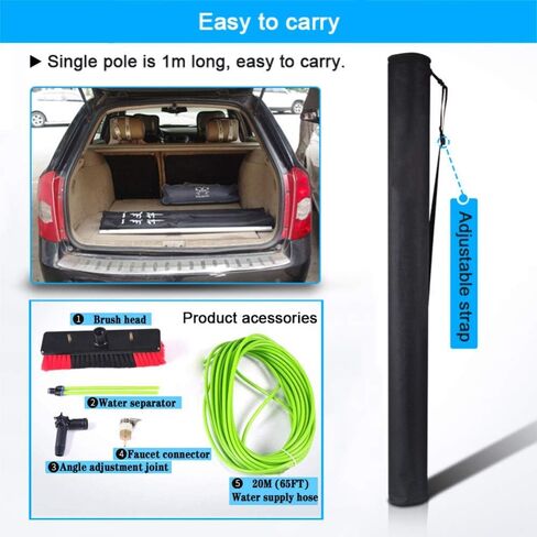 9M Window Cleaning Pole Kit with Hose Fed Brush, Ideal for Solar Panel Cleaning, 30cm Brush Head, Perfect for Home and Professal Use, Lightweight and in Kuwait