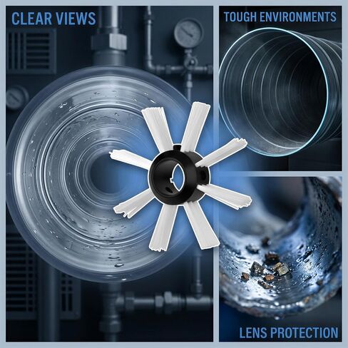 17 mm Borescope Camera Cleaning Brush, for 50-100 mm (2.0-4.0 in) Drain Duct Inspection, Flexible Plumbing Borescope Camera Brush with 8 Bristle Centering Guide, 3 Side Screw Holes in Kuwait