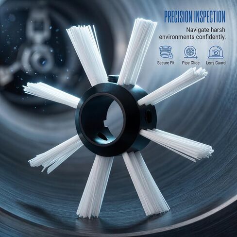17 mm Borescope Camera Cleaning Brush, for 50-100 mm (2.0-4.0 in) Drain Duct Inspection, Flexible Plumbing Borescope Camera Brush with 8 Bristle Centering Guide, 3 Side Screw Holes in Kuwait