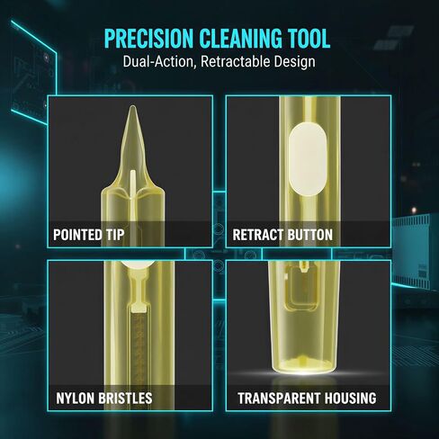 Small Hole Cleaning Brush, 2.68 in 68 mm Mobile Phone Cleaner, Double Ended Retractable Tool with Hook and Soft Bristles, 0.6 mm+ Gap Cleaner for Charging Port, Speaker, Shower Head, Earbuds in Kuwait