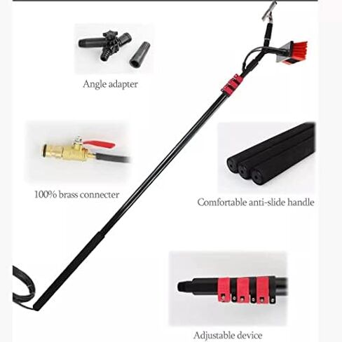 Glass Cleaning Brush Household Water Supply Telescopic Pole Kit Solar Panel Rotating Brush Solar Photovoltaic Panels，Solar Panel Cleaning Brush with 12 Ft Aluminum Telesc in Kuwait