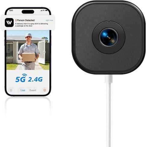 2K Window Camera,5Ghz & 2.4Ghz WiFi Security Camera for Home,120° Wide View,Full Color Night Vision,AI Person/Vehicle/Pet Detection,911 Emergency,US Based Cloud,24/7 Recording,Easy & Quick Install,Pro in Kuwait