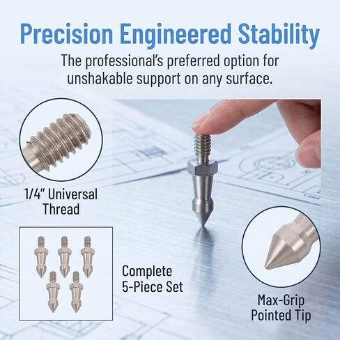 Kisangel 5pcs Camera Tripod Spike Feet, 1/4 Inch Stainless Steel Threaded Tripod Support Spikes, Universal Non Slip Leg Support Studs for Camera Stand in Kuwait