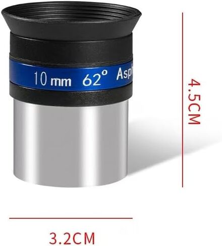 10mm 62° Aspherical Telescope Eyepiece, 1.25" Interface, Wide Field of View Telescope Accessory for Astronomy Observation (Black) in Kuwait