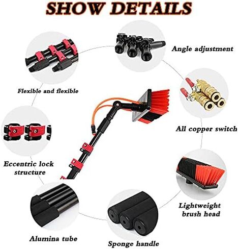Glass Cleaning Brush Household Water Supply Telescopic Pole Kit Solar Panel Rotating Brush Solar Photovoltaic Panels，Window Cleaning Rod, Telescopic Brush, Solar Panel Cl in Kuwait