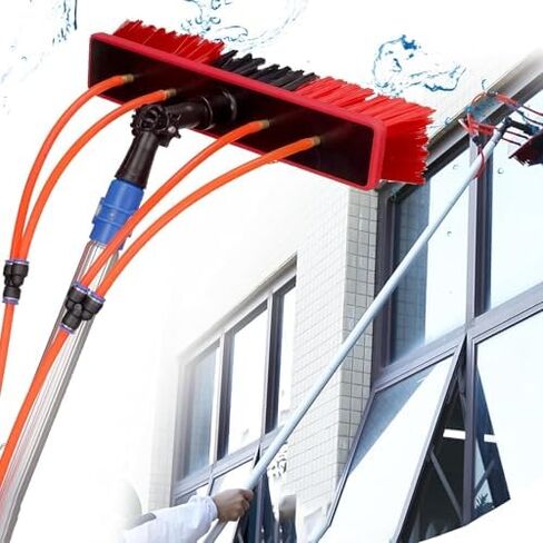 Glass Cleaning Brush Household Water Supply Telescopic Pole Kit Solar Panel Rotating Brush Solar Photovoltaic Panels，Solar Panel Cleaning Brush with Adjustable Water Fed in Kuwait