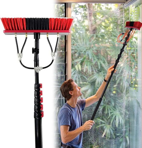 Window Cleaning Brush, 6m Extendable Pole with 50cm Brush Head - Water Fed Cleaner for Easy Reach and Streak-Free Shine (Pack of 1) in Kuwait