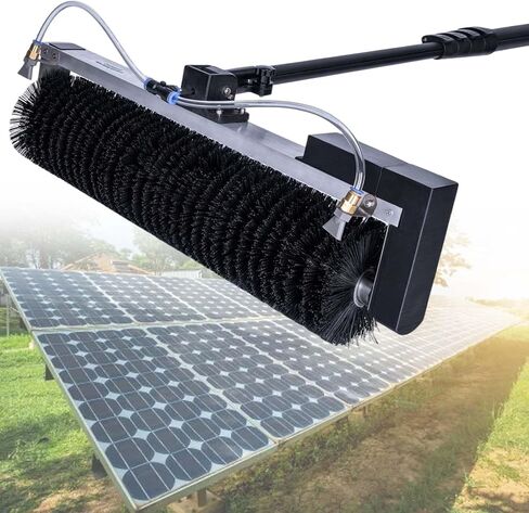 Electric Water Fed Pole Cleaning Kit,W/23.6" Roller Brush Head,Solar Panel Cleaning Telescopic Rod Brush,Adjustable Aluminum Pole Lenght,Wired-7.5M/24.6Ft,Dualuse,7.5m/24 in Kuwait