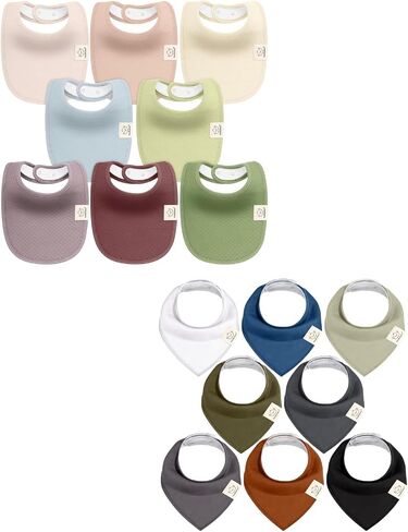 KeaBabies 8-Pack Baby Bibs for Baby Girls and 8-Pack Baby Bandana Bibs - Cotton Teething and Drool Catcher, Soft and Absorbent in Kuwait