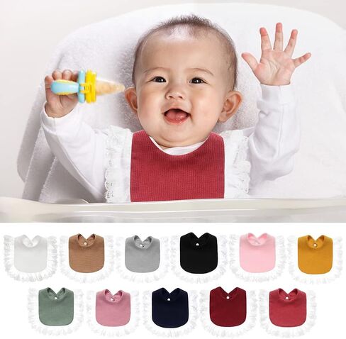 Surakey Baby Muslin Bandana Teething Bibs, Drool Lace Bibs for Newborn - Black in Kuwait