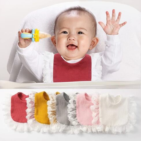 Surakey Baby Muslin Bandana Teething Bibs, Drool Lace Bibs for Newborn - Black in Kuwait