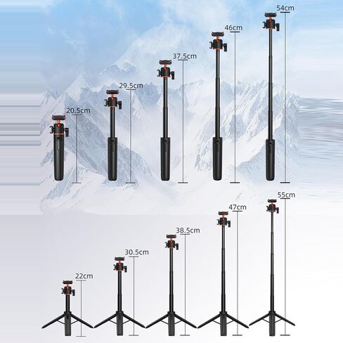 Diyeeni Magnetic Selfie Stick Tripod for Osmo Action 6 Camera with 360 Ball Head 20.5-54cm Extendable Aluminum Alloy Tripod Stand for Vlogging and Photography in Kuwait