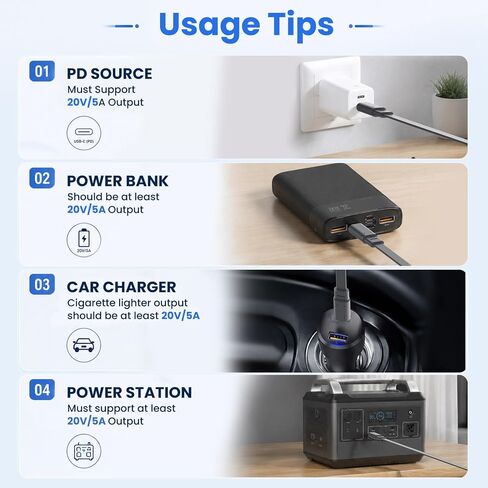 Starlink Mini USB C to DC Power Cable 32.8FT/10M,100W Flat USB Type-C to DC5521 Power Cord for Starlink Mini, Weather-Resistant Outdoor Cable, Works with 100W+ PD Power Bank and PD Charger in Kuwait
