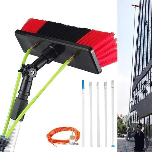 3-12 M Wash Brush with Water Connection, Telescopic Rod Window Cleaning, Extendable Conservatory Roof, Cleaning Photovoltaic and Solar Panels, 12 M Rod, 50 Cm Brush,7m Ro in Kuwait