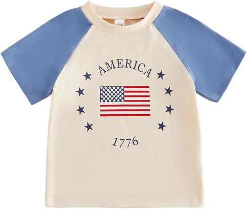 4th of July Baby Boy Girl Outfit Toddler American Flag 1776 Shirt Patriotic Tees Tops Memorial Day Outfit in Kuwait