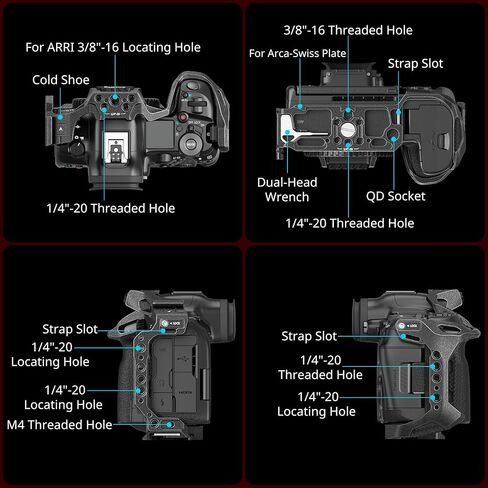 SMALLRIG Black Mamba Camera Cage for Canon R5 Mark II+ Cable Clamp for HDMI & USB-C in Kuwait