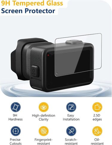 for GoPro MISSION 1 PRO/MISSION 1 Tempered Glass Screen Protector, 3-Piece Set: Front Screen + Lens + Rear Screen, 9H Hardness Anti-Scratch, Bubble-Free HD Clarity in Kuwait