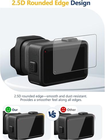 for GoPro MISSION 1 PRO/MISSION 1 Tempered Glass Screen Protector, 3-Piece Set: Front Screen + Lens + Rear Screen, 9H Hardness Anti-Scratch, Bubble-Free HD Clarity in Kuwait